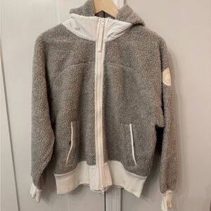 Canada Goose Gray and White Fleece Hoodie